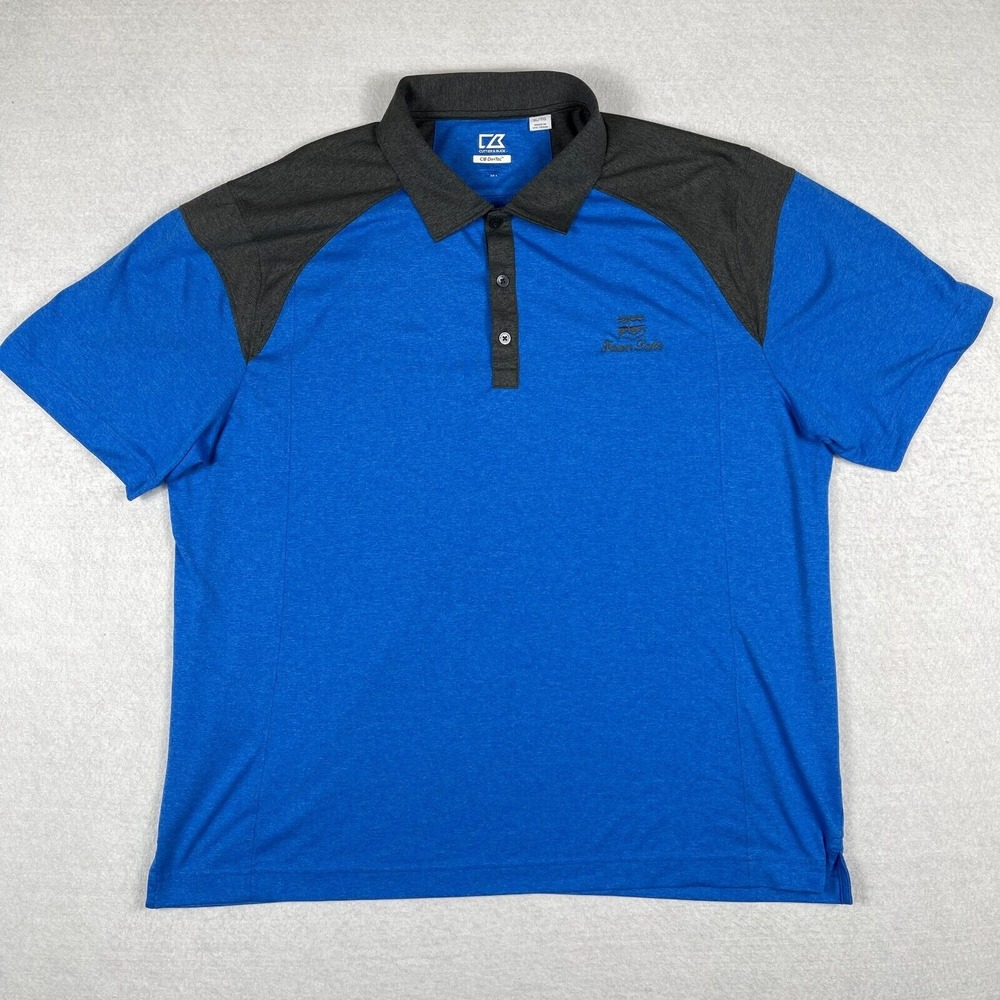 Cutter & Buck Polo Shirt Mens XL Blue Fawn Lake Golf‎ Vacation Travel Casual